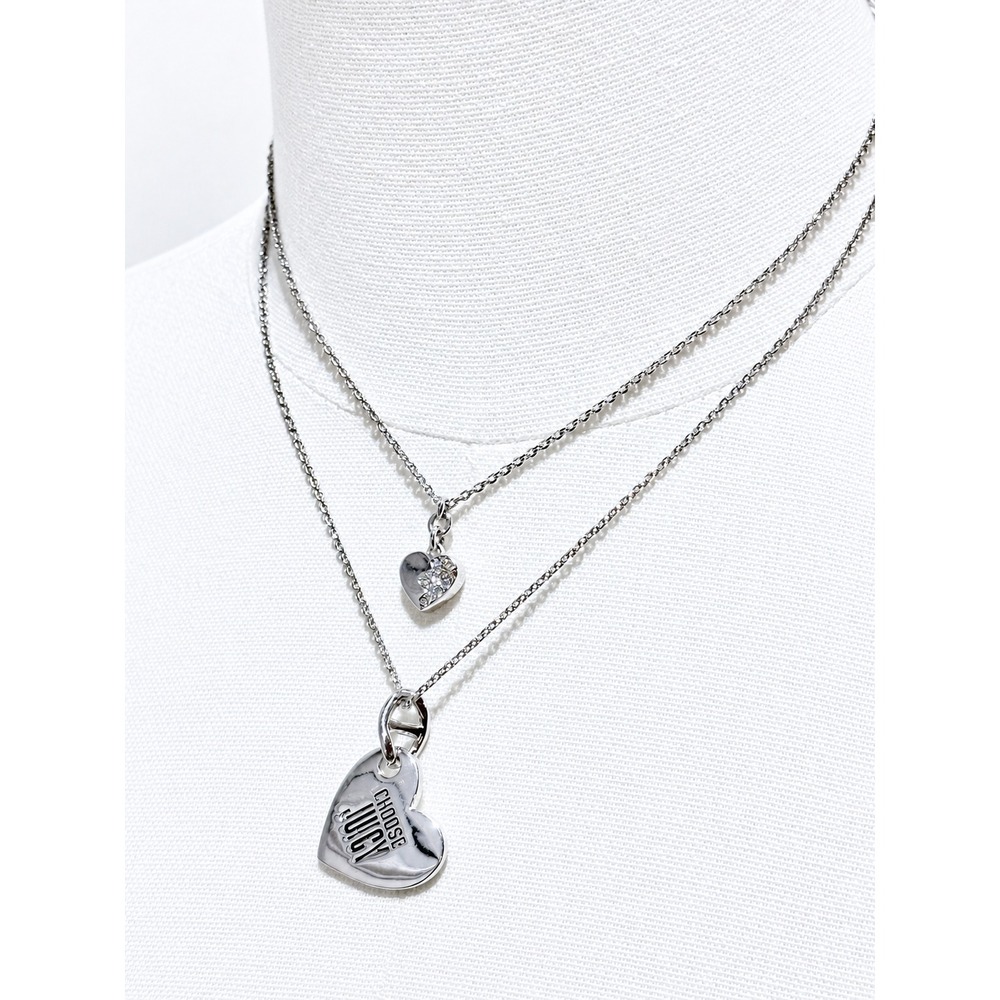 Vintage Juicy Couture "Choose Juicy" Heart Charm Rhinestone Pendant Necklace